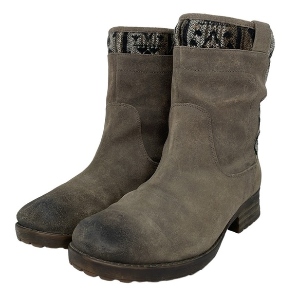 Tara M Boots Women's 10 Brown Leather Taya Midi Calf Boot Southwest Fabric Print - Picture 3 of 14